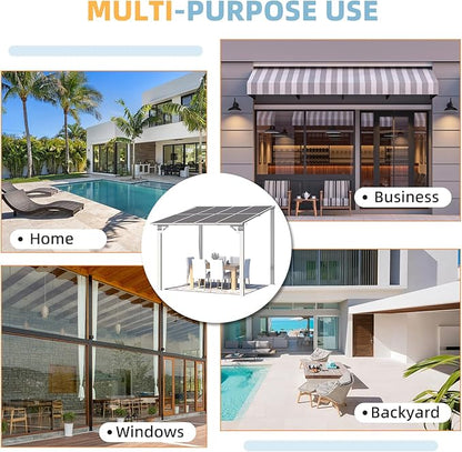 AECOJOY 8' x 8' White Gazebo Outdoor Pergola for Patio, Small Wall-Mounted Hard Top Lean to Metal Gazebo Shelter Pergolas and Gazebos Clearance with Patio Roof, Heavy Duty Awnings for Backyard