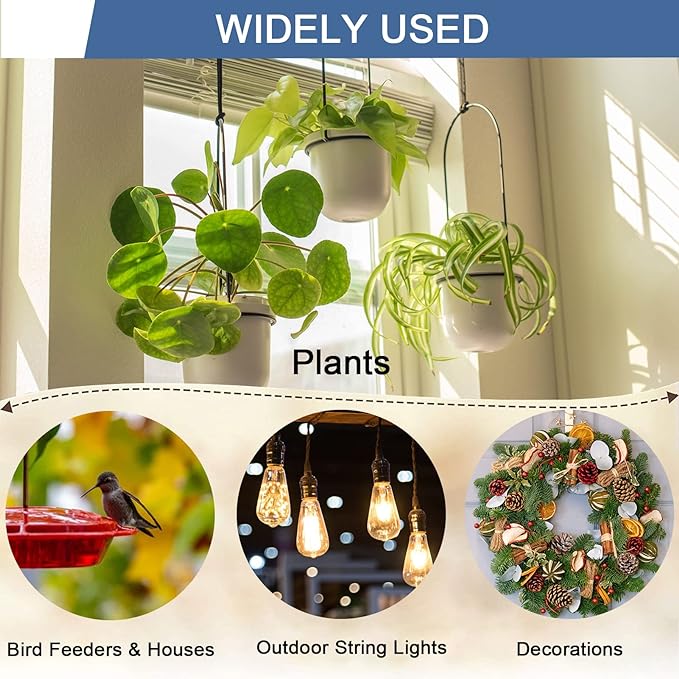ADIIL 30 PCS Q Hanger Hooks with Safety Buckle, Windproof Screw Hooks for Hanging Outdoor String Lights, Plants, Christmas Patio Lights, 2.2 Inches, White