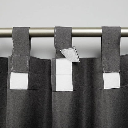 Exclusive Home Cabana Solid Indoor/Outdoor Light Filtering Hook-and-Loop Tab Top Curtain Panel Pair, 54"x108", Charcoal