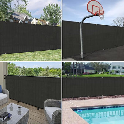 Windscreen4less Privacy Fence Screen Heavy Duty Windscreen Fencing Mesh Fabric Shade Net Cover with Brass Grommtes for Outdoor Wall Garden Yard Pool Deck, 6'x195' Black