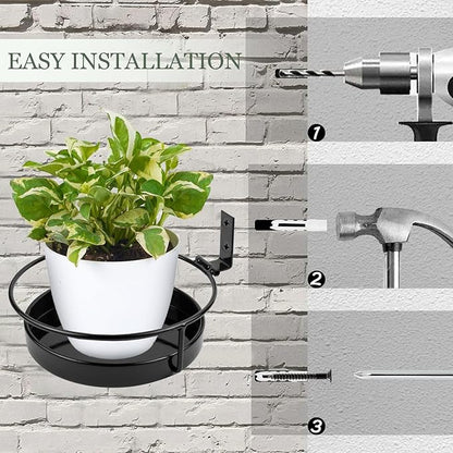 ARTORA Wall Mounted Plant Holder, 2 Pack Metal Flower Pot Wall Hanging Shelf Black Indoor Outdoor Decorative Floating Shelves Planter Hanger Racks for Bedroom Living Room Porch Balcony Decor