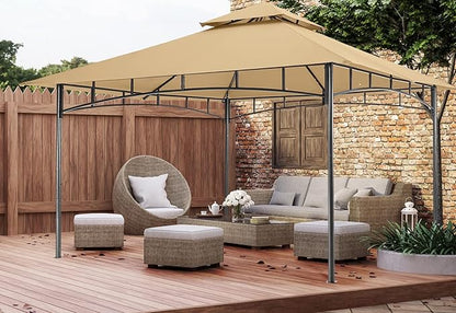 MASTERCANOPY Outdoor Garden Gazebo for Patios with Stable Steel Farme (11x11,Beige)