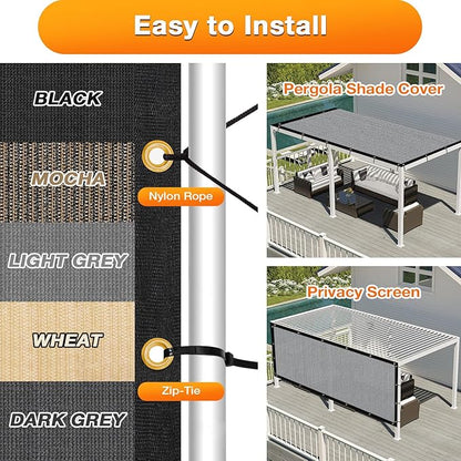 Artpuch Outdoor Pergola Shade Cover 14x24 FT Sun Shade Cloth with Grommets Light Grey 90% UV Protection Canopy Patio Privacy Screen (Customized Available)