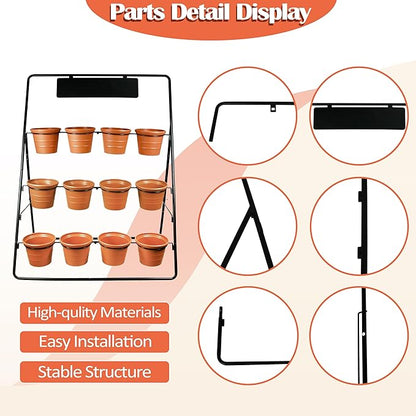 Sunnyglade 3-Tier Metal Plant Stand Rack Multiple Flower Pot Holder Shelf Ladder Plant Display Shelf With 12 Pots For Indoor Outdoor Patio Garden Corner Balcony Deck