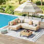 ABCASA Patio Furniture Set, 5-Piece Wicker Outdoor Patio Furniture Sets with Anti-Slip Cushions & Coffee Table,Boho Patio Conversation Set Sectional Sofa for Backyard,Porch,Beige