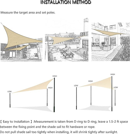 Tronssien Rectangle 12'x16' Sun Shade Sail,95% UV Blockage Canopy Awning for Outdoor Patio and Garden, Yard Activities