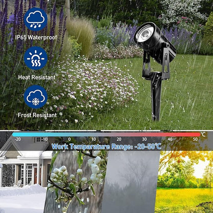 T-SUNUS Christmas Solar Landscape Spotlights Warm White 3000K Metal Lights, Garden Spot Light IP65 Waterproof 9.8ft Cable, 2000mAh Separated Panel, Auto On/Off for Halloween Tree Flag Driveway Pathway