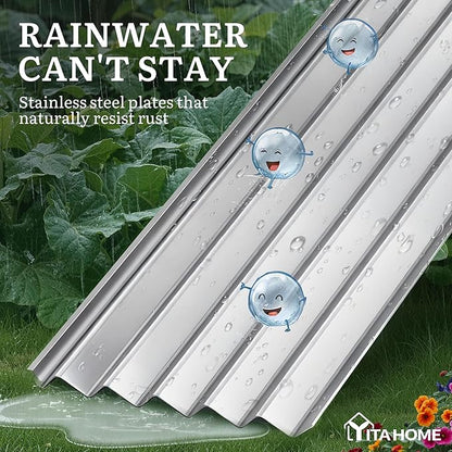 YITAHOME 8x4x3ft Large Raised Garden Bed Kit, Galvanized Metal Planter Box with Gloves, Support Rod & Safety Rubber, Outdoor Above Ground Planters for Plants Vegetables Flowers, Silver