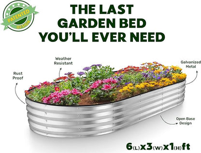 Plant & Plot Galvanized Raised Garden Beds Outdoor // 6×3×1 ft (2-Pack) Planter Raised Beds for Gardening, Vegetables, Flowers // Large Metal Garden Box // Patented Tool-Free Design (Silver)