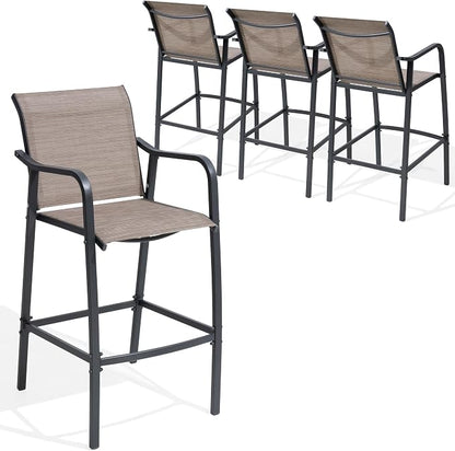 Crestlive Outdoor Bar Stools Set of 4, 500 lb Capacity Metal Patio Bar Chairs by CrestliveProducts