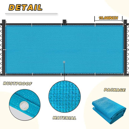 LOVE STORY 3'x10' Turquoise Blue Balcony Screen Privacy Fence Cover -Mesh Privacy Screen UV Protection Weather-Resistant 3 FT Height Shield for Deck, Patio, Backyard, Outdoor Pool, Porch, Railing