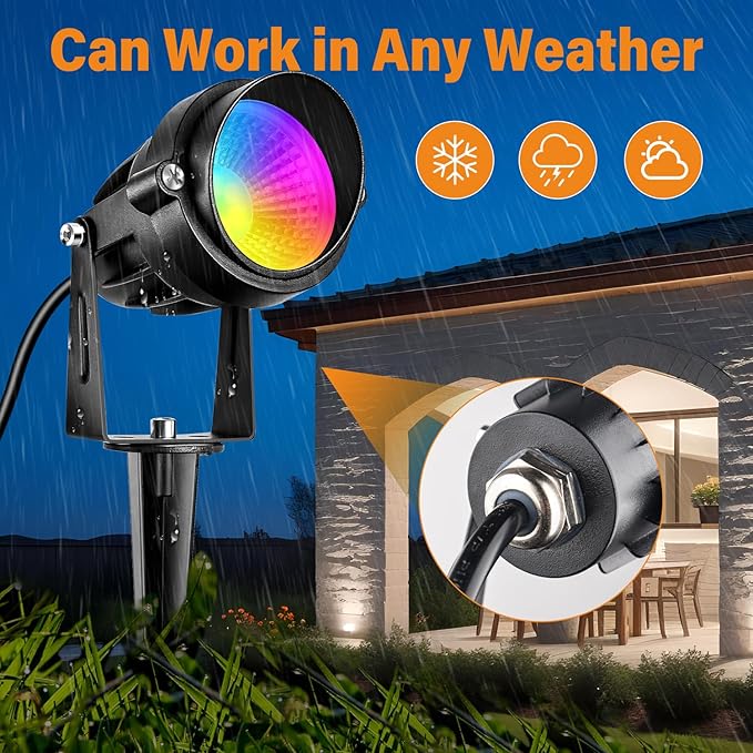 Low Voltage RGBW LED Landscape Lights Spot Lights Outdoor for Yard Garden Decor Spotlight, 12V-24V Low Voltage Landscape Lighting with 16 Color Changing and Remote IP68 Waterproof (6)