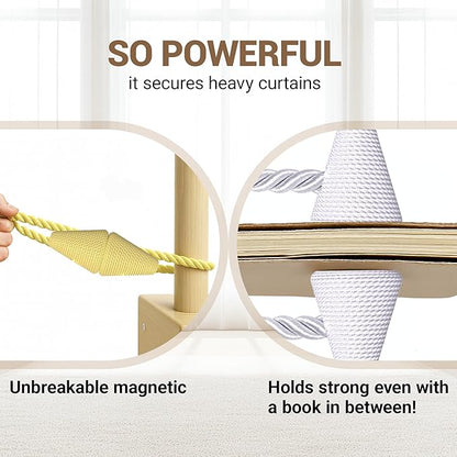 Hion Magnetic Curtain Tiebacks Golden 2pcs, Curtain Tiebacks Buckles Holdbacks Holders Hooks Clip for Home Bedroom Office Decorative Curtain