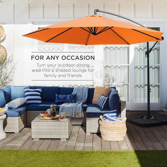 Offset Cantilever Hanging Market Patio Umbrella, 10ft