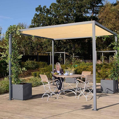 Eden's Decor Straight Flat-Edged Sun Shade Sail Rectangular 17' x 22' Beige UV-Blocking Outdoor Canopy Fabric Cloth Awning for Pergola Patio Garden Backyard Custom Size
