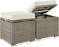 Best Choice Products Set of 2 Wicker Ottomans, Multipurpose Outdoor Furniture for Patio, Backyard, Additional Seating, Footrest, Side Table w/Storage, Removable Cushions - White Sand/Taupe