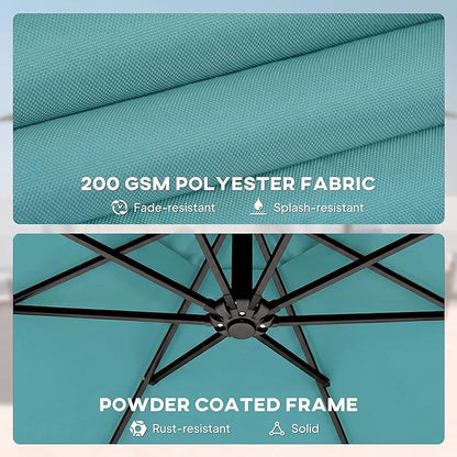 Outsunny 10 ft Offset Patio Umbrella with Cover, Round Hanging Cantilever Umbrella with 6-Position 360° Rotation, Crank Handle, Tilt, Cross Base, Heavy Duty Outdoor Umbrella for Garden