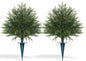 Artificial Cypress Topiary Bushes with Spike, 2 Pack Faux UV Resistant Cedar Ball Trees for Outdoor Planters, Fake Shrubs Plants for Porch Garden Decor
