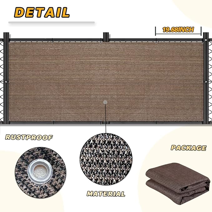 LOVE STORY Balcony Privacy Screen, 3'x11' Deck Shield Screen Fence Cover,UV Protection and Weather-Resistant,3 FT Height for Deck, Patio, Backyard, Outdoor Pool, Porch, Railing, Brown