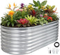 Galvanized Raised Garden Bed Outdoor 24'' Deep | Oval Metal Garden Beds with Easy Assembly & Planter Box for Planting Deep Root Vegetables Fruits Flowers, 4x2x2ft Silver