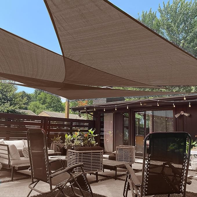 LOVE STORY Custom Size 5'x7'x8.6' Brown Sun Shade Sail Right Triangle Sunhsade Fabric Awning Canopy for Patio Backyard Carport Pergola (Customized)
