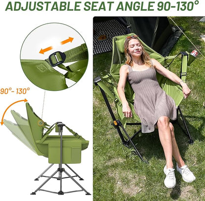 TIMBER RIDGE Hammock Camping Chair with Adjustable Backrest, Heavy Duty Folding Hammock Chair Supports 300lbs, Portable Hammock Chair for Camping, Travelling and Patio, Green