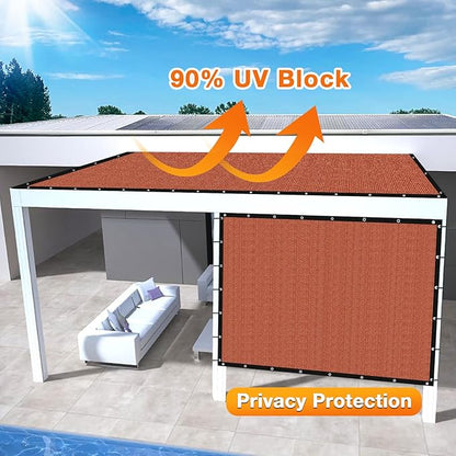 Artpuch 90% Sun Shade Cloth, 4 x 10 FT Pergola Shade Cover Canopy with Grommets, Sun Screen Fabric Tarp for Patio, Outdoor, Garden, Backyard, Rust Red