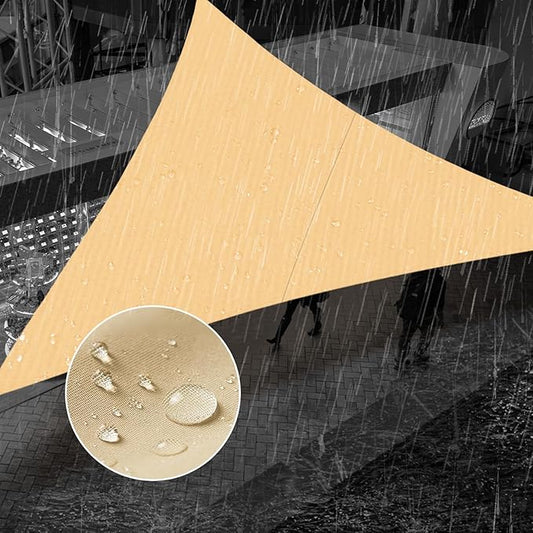 SUNNY GUARD Waterproof Sun Shade Sail 10'x14'x17.2' Sand Right Triangle UV Block Sunshade for Backyard Yard Deck Patio Garden Outdoor Activities and Facility(Customized)