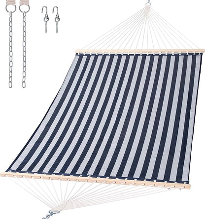 SUNCREAT Hammocks 15 FT Quick Dry Hammock Double Size with Hardwood Spreader Bar, 2 Person Hammock for Outdoor Patio Yard Poolside, 450 lbs Capacity, Blue