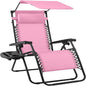 Best Choice Products 30” Wide Folding Zero Gravity Outdoor Recliner Patio Lounge Chair w/Adjustable Canopy Shade, Headrest, Side Accessory Tray - Carnation