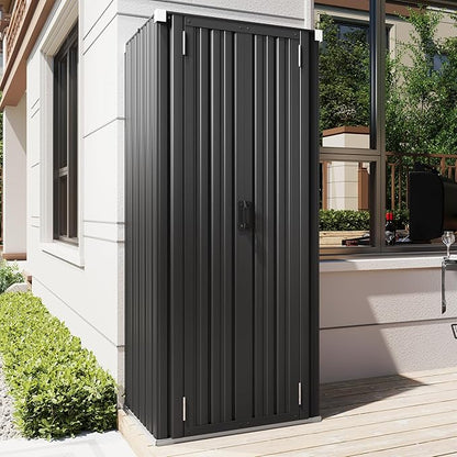 AECOJOY Outdoor Storage Cabinet, Outdoor Cabinets Waterproof with Shelves, Vertical Tall Garden Outdoor Cabinet, Sheds & Outdoor Storage Clearance Cabinet Weatherproof for Outside in Dark Grey