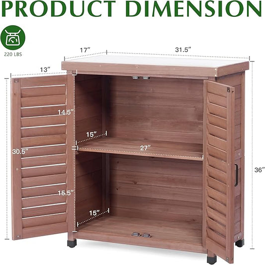 Storage Cabinet & Potting Bench Table with Metal Top