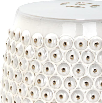 Ceramic Garden Stool, Cream Finish, 18 in H x 21 in D Decorative Accent