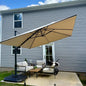 PURPLE LEAF 10' X 10' Left-right Tilting Patio Umbrella Outdoor Cantilever Swivel Square Umbrella with Tilt Aluminum Offset Umbrella with 360-degree Rotation for Garden Deck Pool Patio Beige
