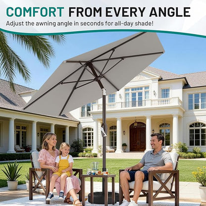 AreShark 7.5FT Patio Umbrella Table Market Umbrella with 6 Sturdy Ribs, Button Tilt/Crank Heavy-Duty Round Outdoor Umbrellas for Garden, Deck, Backyard,and Pool, Foggy Gray