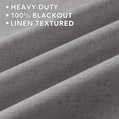 H.VERSAILTEX Linen Curtains 100% Blackout Curtains for Bedroom 108 inch Long Full Light Blocking Nature Linen Blended Window Curtains for Living Room Nickel Grommet (2 Panels, Heathered Dove)