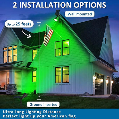 T-SUNUS Green Solar Landscape Spot Lights 4 Pack, IP65 Waterproof Garden Outdoor Spotlights Auto On/Off for St. Patrick's Day Halloween Christmas, Security Spotlight for Flag Tree Patio Driveway Pond