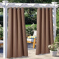 NICETOWN 2 Panels Outdoor Curtain Panels for Patio Waterproof, Stainless Steel Silver Grommet Thermal Insulated Blackout Thermal Insulated Outdoor Drapes for Patio/Front Porch, W52 x L108, Tan