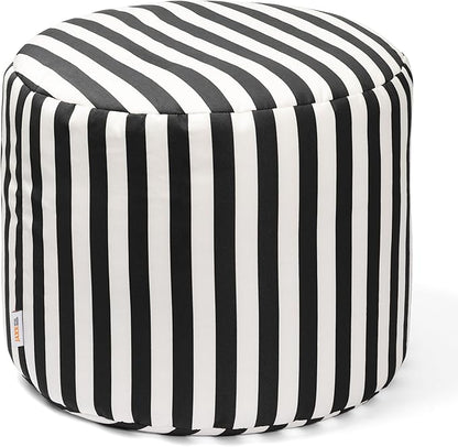 Jaxx Spring Indoor/Outdoor Bean Bag Pouf Ottoman, Black & White Stripes