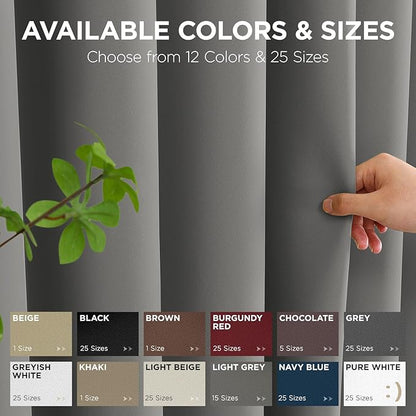 Joydeco Blackout Patio Sliding Door Curtains 84 Inches Long, Grommet Privacy Room Divider Curtains, Extra Wide Thermal Blackout Drapes for Bedroom Living Room (Light Grey, 100Wx84L, 1 Panel)