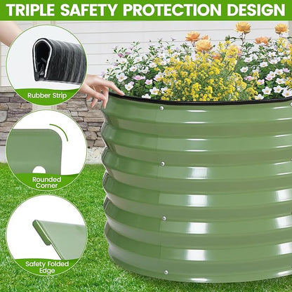 G GOOD GAIN Raised Garden Beds - 4x2x1.4ft Galvanized Planter Boxes Kit with Protective Tape & Gloves & Tools | Oval Metal Outdoor Raised Bed for Gardening Vegetables, Fruits, Flowers, Herbs, Oliver