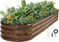 G GOOD GAIN Raised Garden Beds - 8x2x1ft Galvanized Planter Boxes Kit with Protective Tape & Gloves & Tools | Oval Metal Outdoor Raised Bed for Gardening Vegetables, Fruits, Flowers, Herbs, Grain