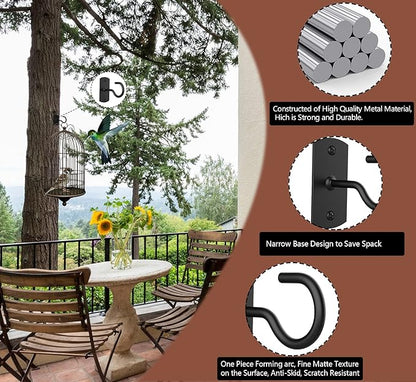 Ceiling Hooks for Hanging Plants 8Pack 4in,Wall Hooks for Plants,Lights,Planters,Lanterns,Hanging Bird Feeders,Wind Chimes,Indoor&Outdoor Decoration Black