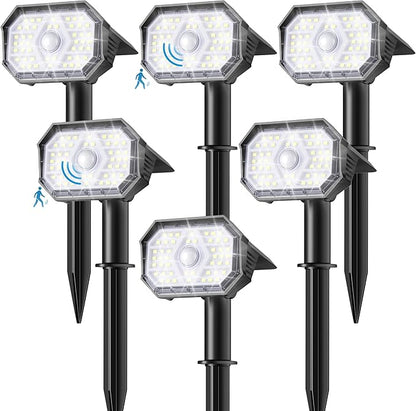 Brightown 6 Pack Solar Motion Lights Outdoor Waterproof, Motion Sensor Spot Lights- 58 LED/3 Modes Solar Powered Spotlights 2-in-1 Auto On/Off for Outside Yard Wall Garden, Cool White