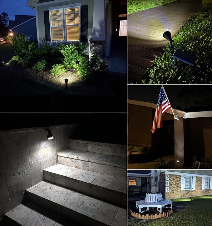 MEIHONG Solar Spot Light Outdoor, Waterproof LED Landscape Lights Dusk to Dawn, 2-in-1 Solar Spotlight Solar Powered Accent Lights for Garden Porch Walkway Patio (1 Pack)