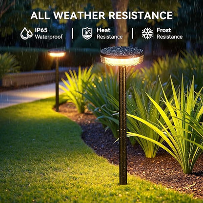 LETMY Solar Pathway Lights Outdoor, 2 Pack 2X Brighter Solar Lights Outdoor Waterproof, Taller Pathway Light with Larger Panel, Auto On/Off Up to 12Hrs Driveway Light for Yard Outside Patio Path Lawn