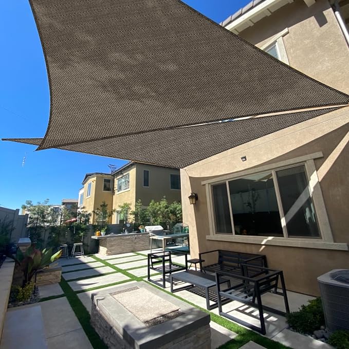 SUNLAX Sun Shade Sail 8' x 8' x 8' Brown Triangle Canopy Sail Shade Cover UV Block Permeable Sunshade Outdoor for Patio Backyard (We Make Custom Size)