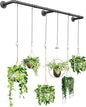 Plant Haning Rod, Hanging Planters for Indoor Plants with 6 Chains, Wall Plant Hanging Bar for Window Celling, 65.7 Inch, Metal Black, Pots Not Included
