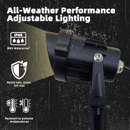 LED Outdoor Landscape Spotlight - 120V 12W Warm White Waterproof Spot Lights for Yard House Flag Tree, Lighting Decorations for Christmas Halloween(2 Pack)