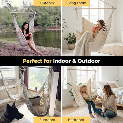 ADVOKAIR Hammock Chair Large 70.9"x47.2", 32% Bigger XXL Hanging Swing Chair with 500lbs Capacity, Heavy Duty Steel Spreader Bar, Extra Roomy Comfort for Adult Indoor Outdoor Bedroom Patio